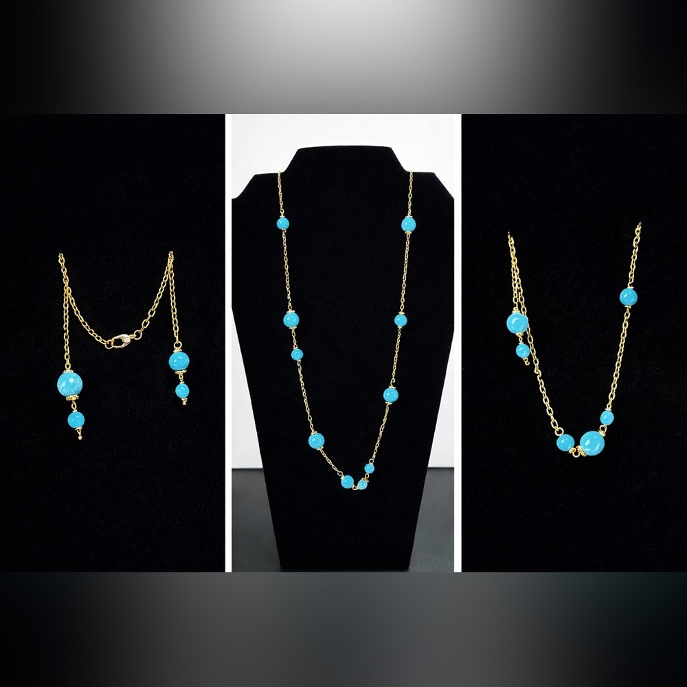 Elegant Gold and Blue Necklace Set